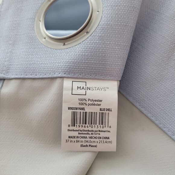 Lot Of 4 Panels Mainstays 84" Sheer Arctic White & Blue Shell - Picture 4 of 8